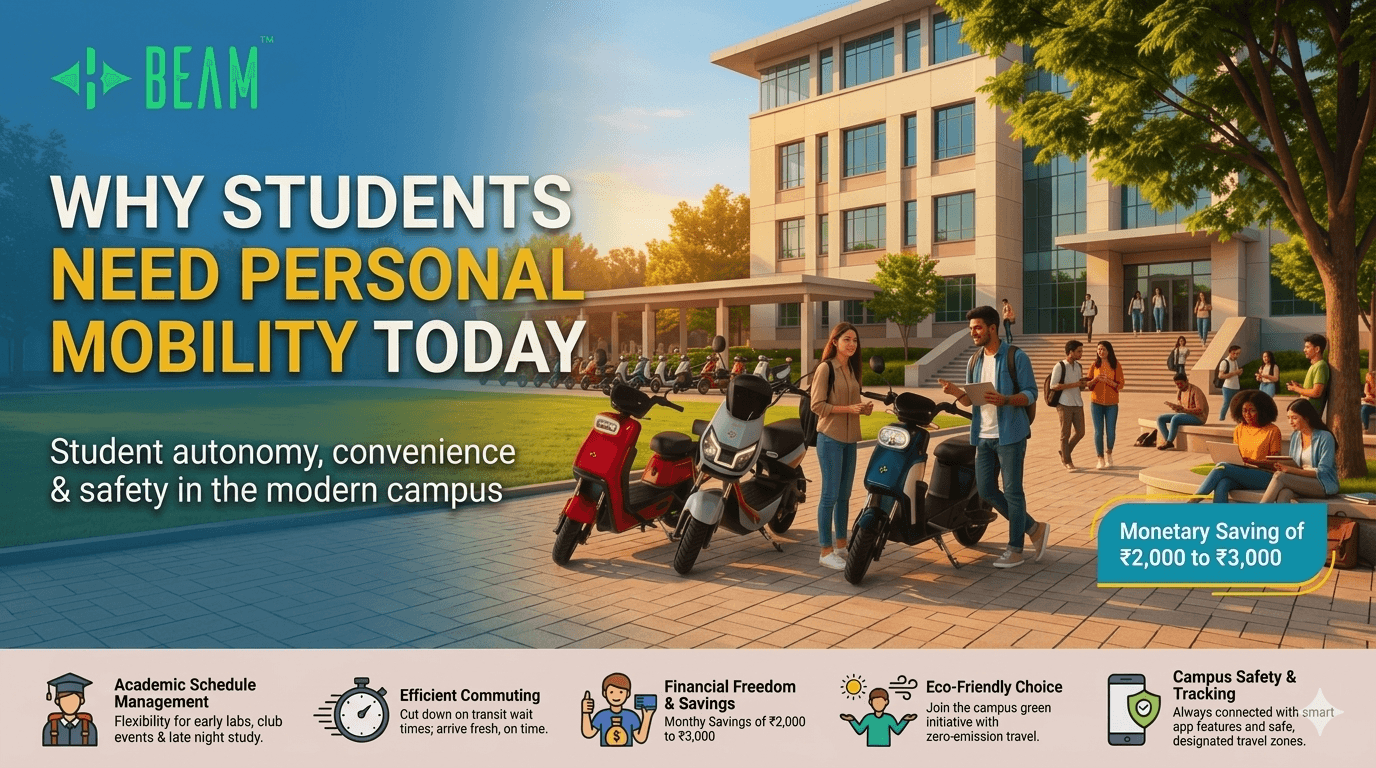 Why Students Need Personal Mobility Today and Why BEAM Low Speed EV Scooters Are the Right Choice